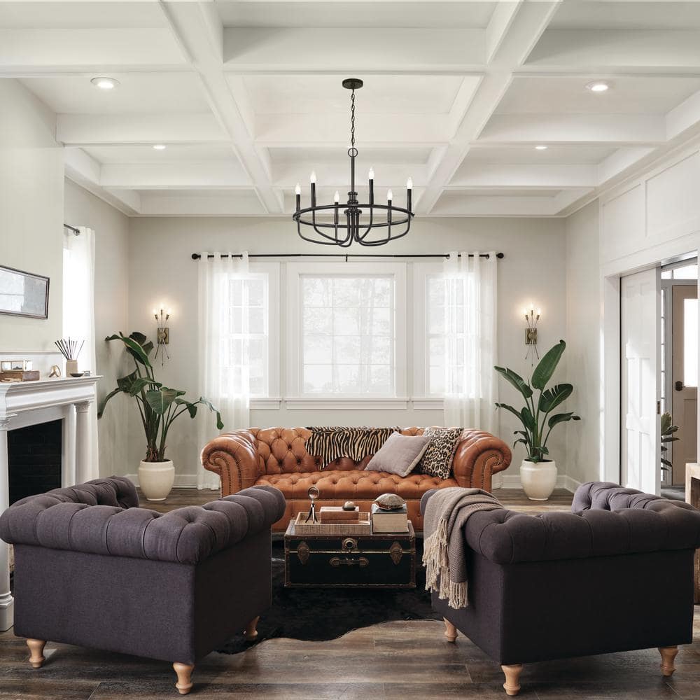 Capitol Hill Modern Black 6-Light Chandelier with Candle Sleeves