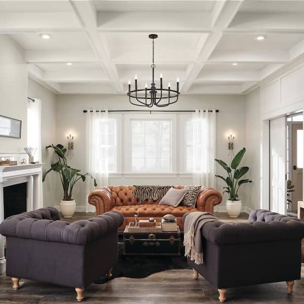 Capitol Hill 28.75 in. 6-Light Black Traditional Candle Circle Chandelier for Dining Room