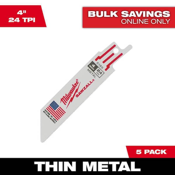 4 in. 24 TPI Thin Metal Cutting SAWZALL Reciprocating Saw Blades (5-Pack)