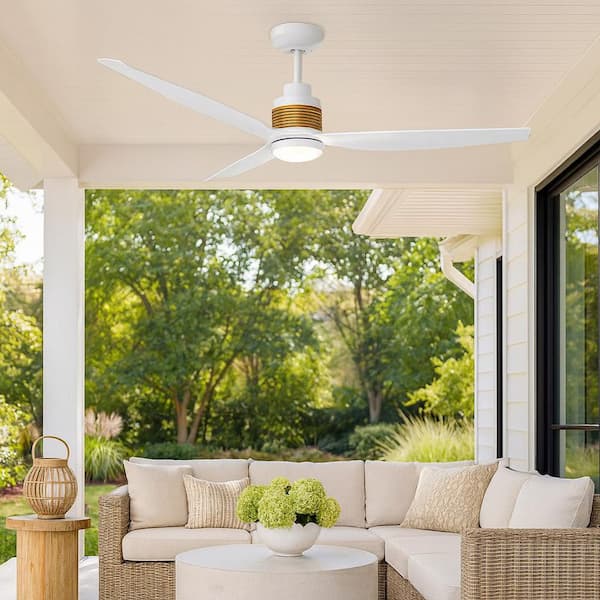 Oris 52.0 in. Indoor/Outdoor Matte White Integrated LED Propeller Ceiling Fan with Remote Control
