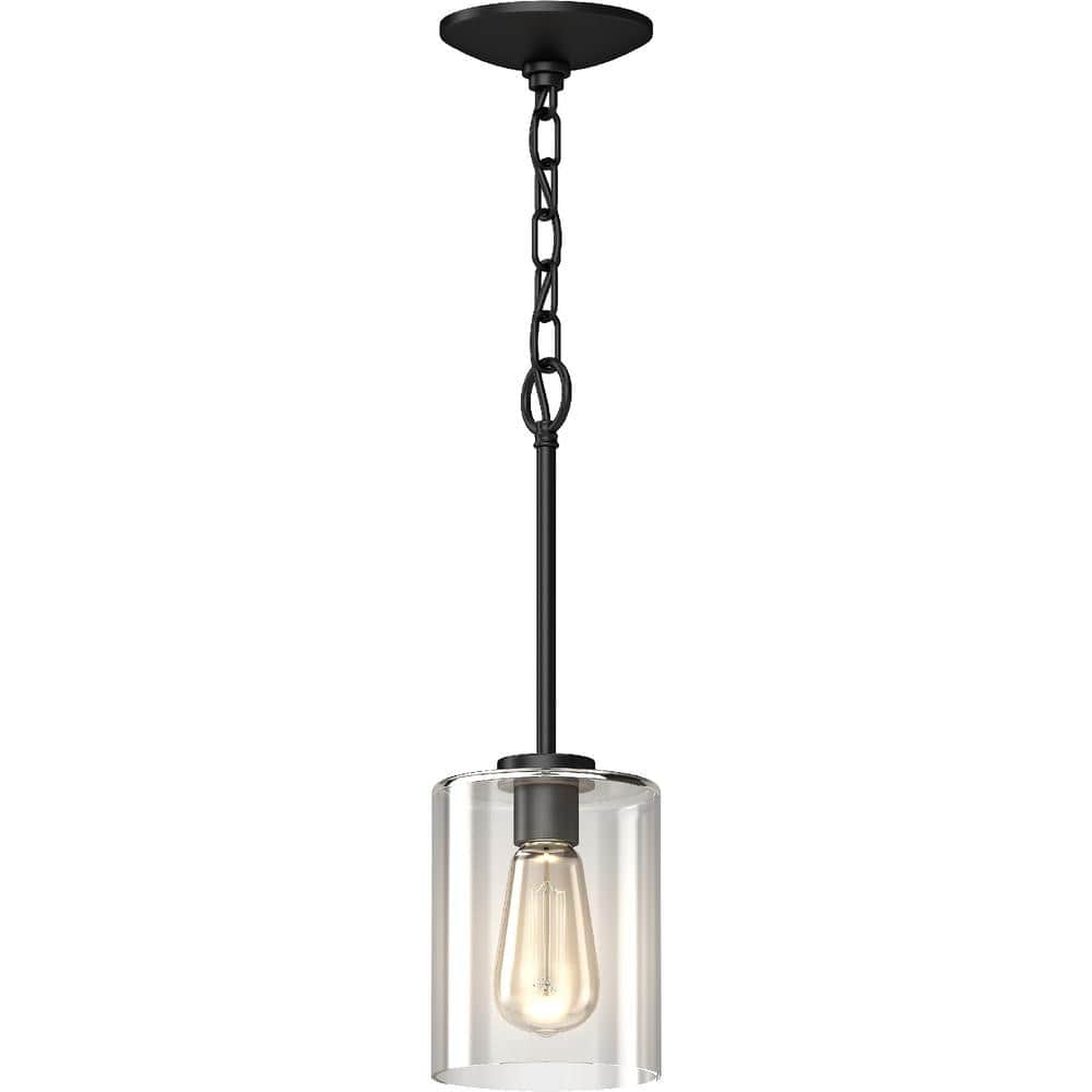 1-Light Black Indoor Shaded Mini Pendant with Clear Glass Cylindrical Shade price history on PriceWatchPro