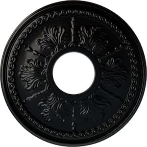 1-1/4" x 13-7/8" x 13-7/8" Polyurethane Tirana Ceiling Medallion, Hand-Painted Jet Black