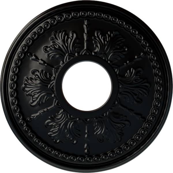 1-1/4" x 13-7/8" x 13-7/8" Polyurethane Tirana Ceiling Medallion, Hand-Painted Jet Black