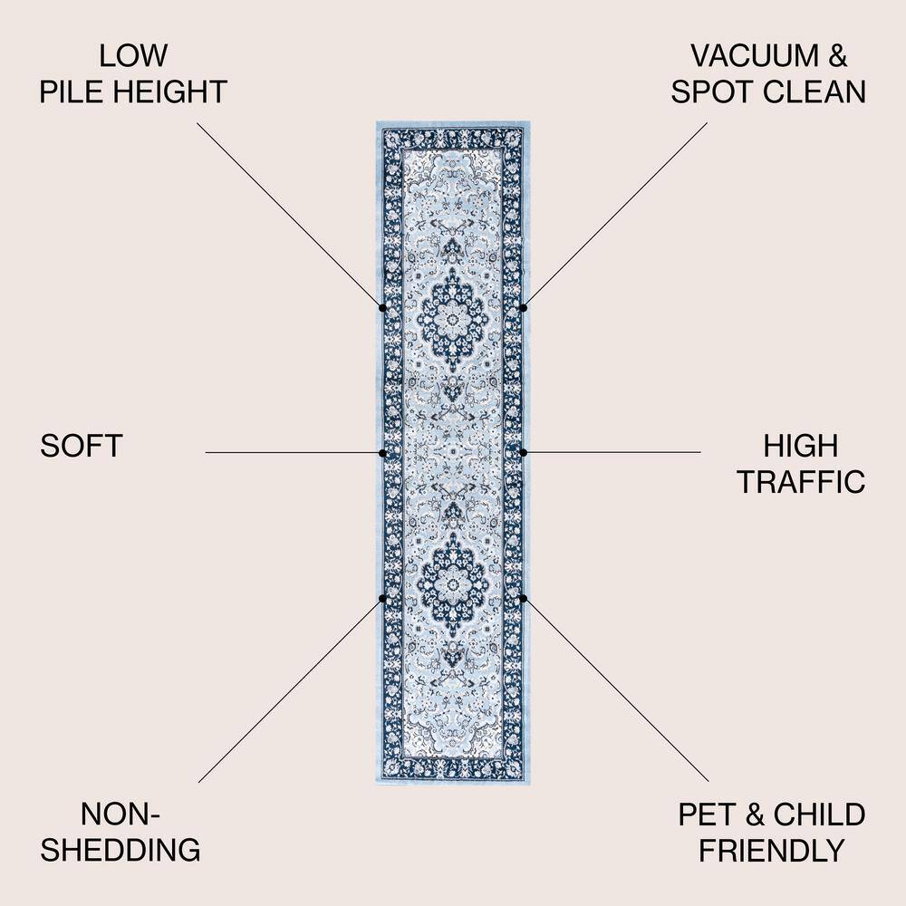 Navy/Blue Medallion Easy-Care Synthetic Area Rug