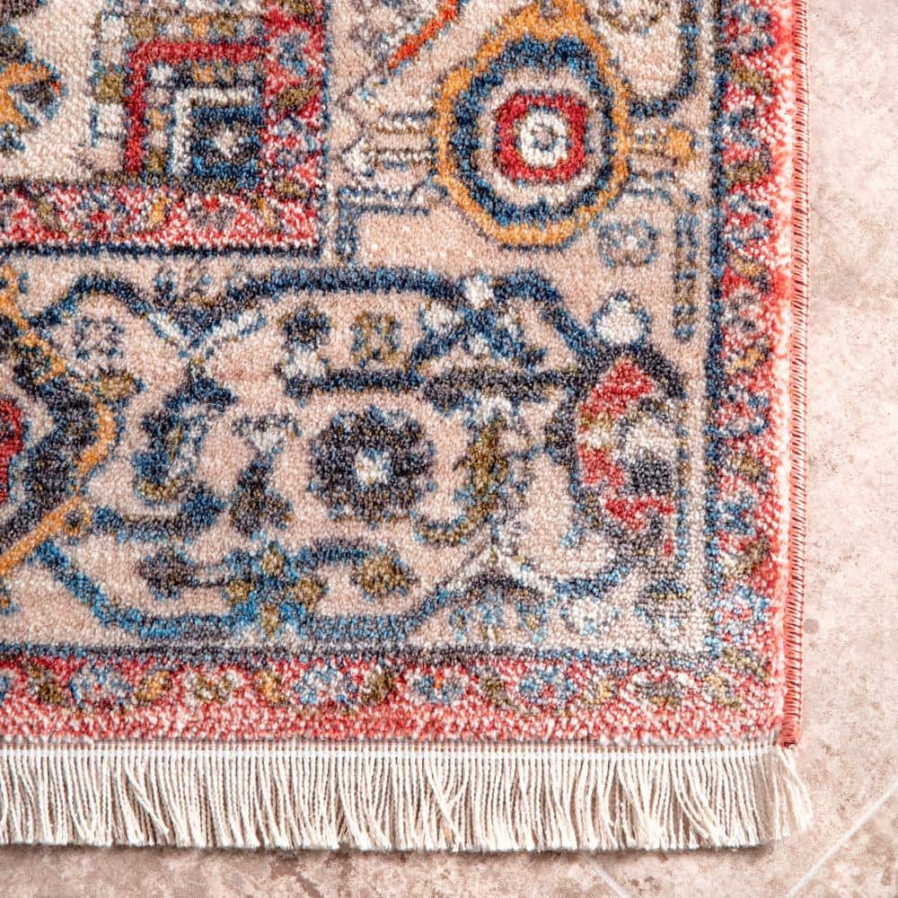 Harriet 2' x 3' Orange Synthetic Medallion Fringe Rug