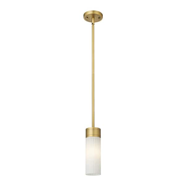 Innovations Empire 100-Watt 1 Light Brushed Brass Shaded Pendant Light with Frosted glass Frosted Glass Shade