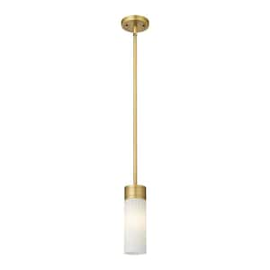 Empire 100-Watt 1 Light Brushed Brass Shaded Pendant Light with Frosted glass Frosted Glass Shade