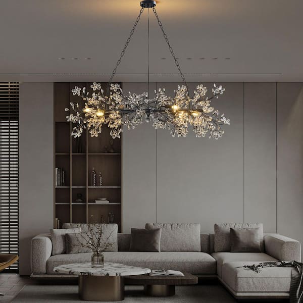 YUYI Modern Chandelier 51 in. 8-Light Black Chandelier for Dinning