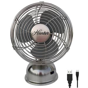 Retro 5 in. All-Metal Personal Fan with Oscillation in Brushed Nickel