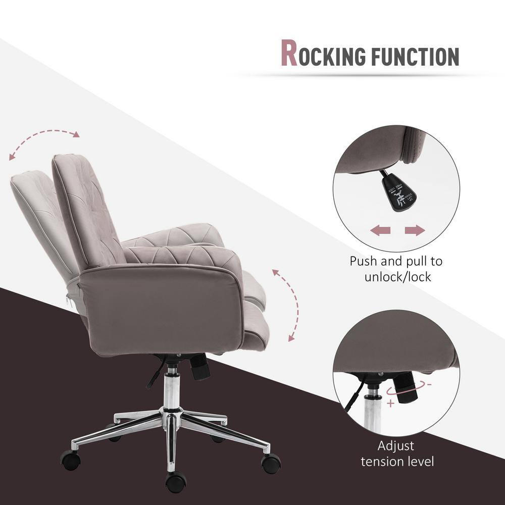 Light Grey Leather Swivel Task Chair with Chrome Base