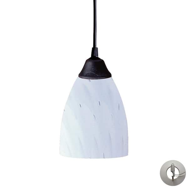 Titan Lighting Clearlake 1-Light Dark Rust Mini Pendant Light with Glass Shade