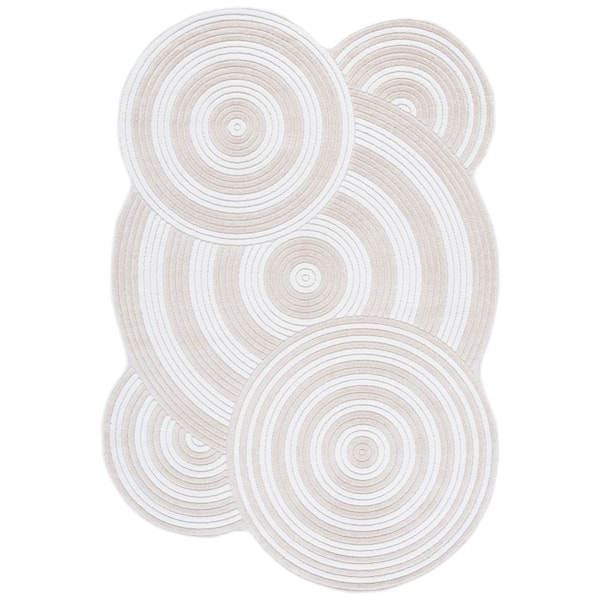 Contour 8 ft. x 10 ft. Ivory/Beige Striped Abstract Area Rug