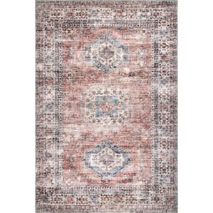 Desna Machine Washable Faded Vintage Peach 4 ft. x 6 ft. Area Rug