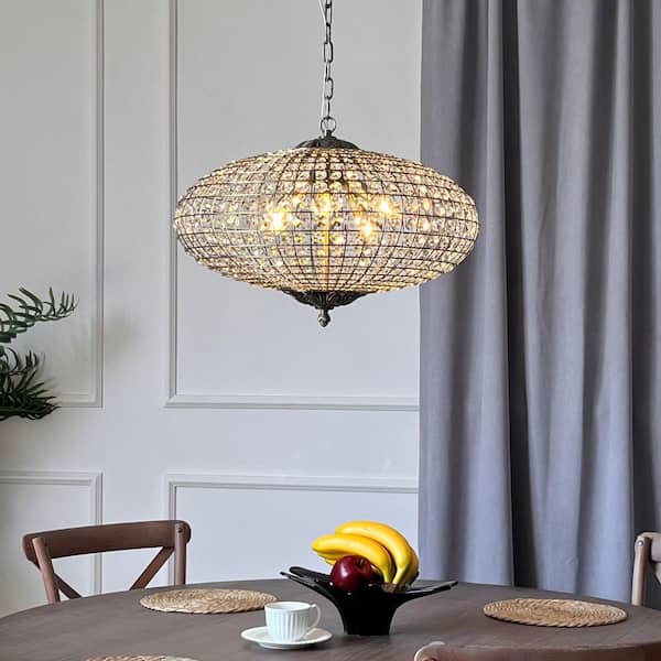 DANCYHOME 25 in. 6-Light Antique Bronze Chandelier with Vintage