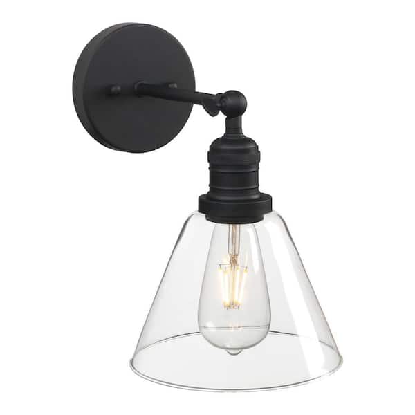 Unbranded Industrial 4.7 in. 1 Light Black Classic Smart Home Swing Arm Wall Sconce with Clear Glass Shade