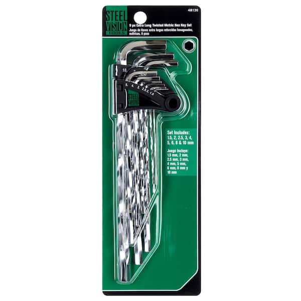Steel Vision Extra Long Metric Twisted Full Polish Hex Key Wrench Set 9 Piece 48120 The Home Depot Steel Vision Extra Long Metric Twisted Full Polish Hex Key Wrench Set 9 Piece 48120 The Home Depot