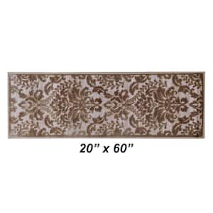 Nyla Collection Taupe 20 in. x 60 in. Polyester Runner Area Rug