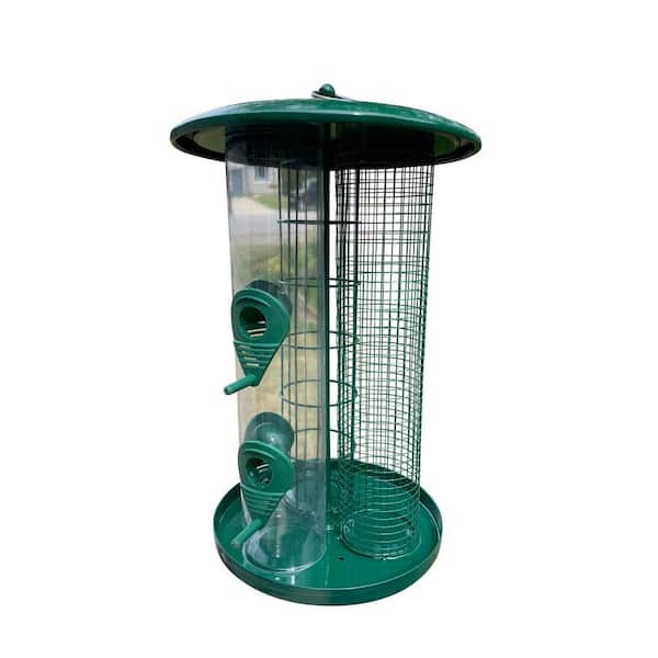 GARDEN GURU 9 in Outdoor Tube 3-in-1 Triple Feeder Bird Feeder for Small Wild Birds