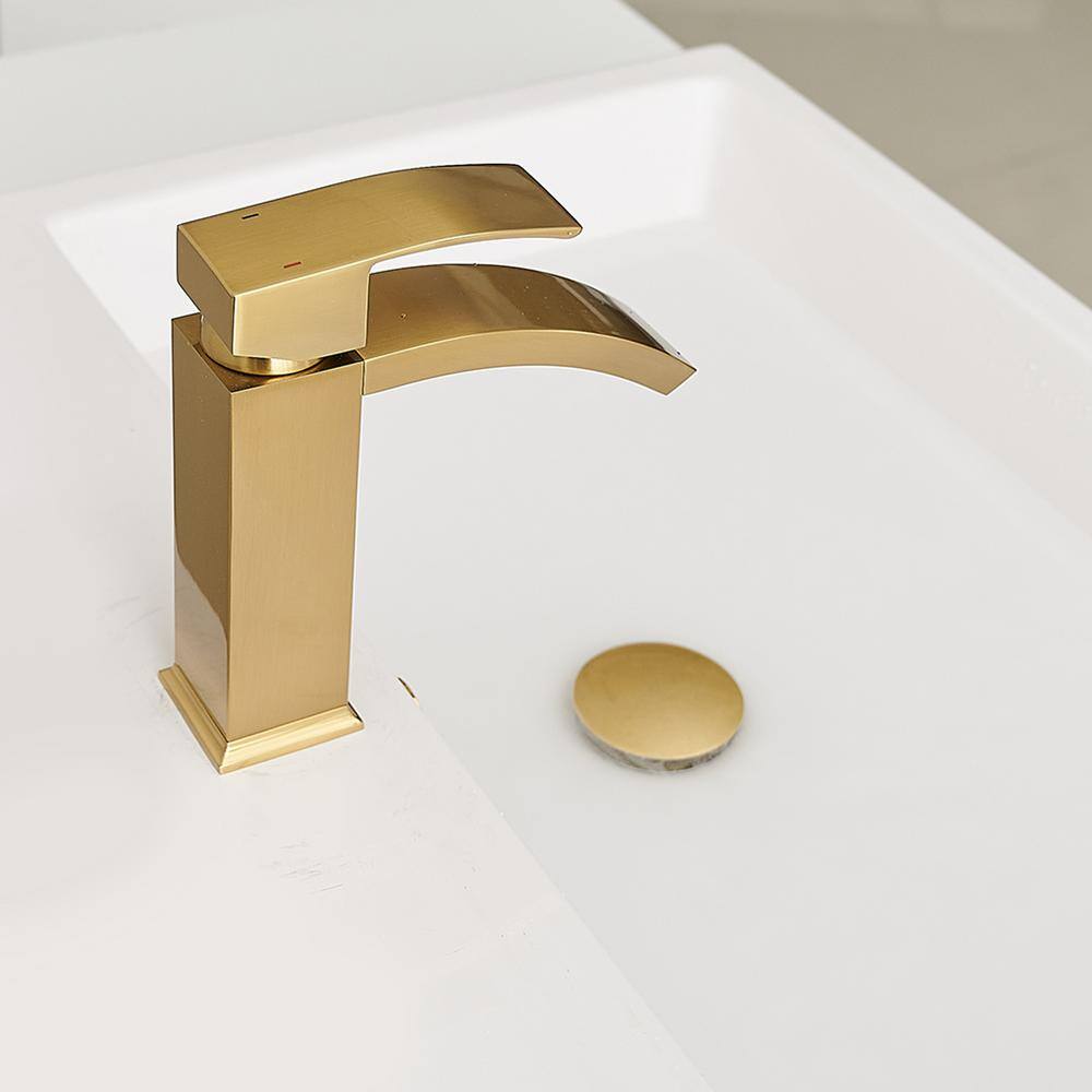 Brushed Gold Single Handle Waterfall Bathroom Faucet