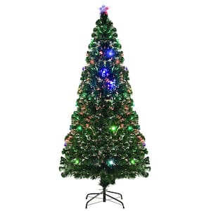 6 ft. Pre Lit LED Noble Fir Artificial Christmas Tree with 24 Pre-Programmed Lights and Fiber Optic Strands