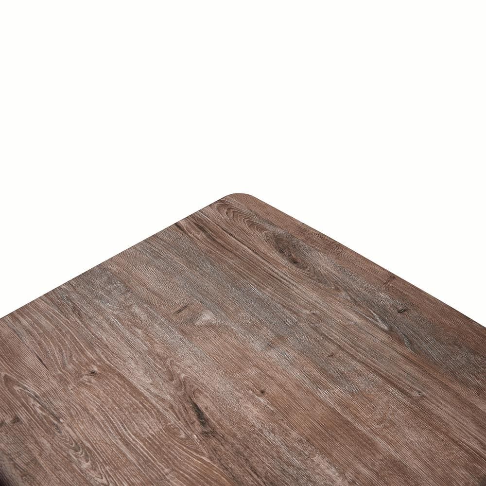 Rustic Reclaimed Wood 63" Dining Table with Geometric Metal Base