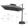 Pellebant Double Top 13 ft. x 10 ft. Outdoor 360° Swivel Aluminum Cantilever Patio Umbrella in Gray with 220 lbs. Umbrella Base PBPU046DGYUB008