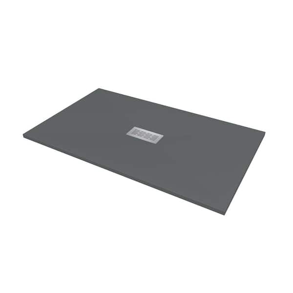 36 in. W x 60 in. L x 1.125 in. H Alcove Solid Composite Stone Shower Pan Base with Center Drain in Graphite Sand