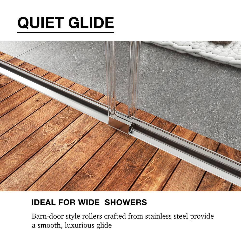 54 in. Chrome Framed Double Sliding Shower Door with Clear Glass