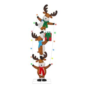 7 ft. Yuletide Lane Twinkling LED Stacked Reindeer Holiday Yard Decoration