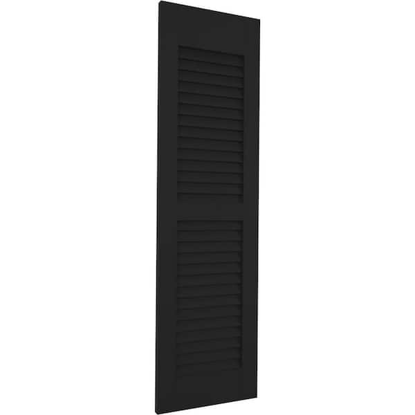 Ekena Millwork 15 in. W x 36 in. H Americraft 2-Equal Louver Exterior Real Wood Shutters Pair in Black