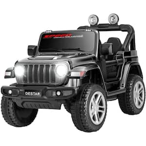 12-Volt Ride on Truck with Parental Remote Control, Leather Seaters, LED Headlights and MP3 Player in Black