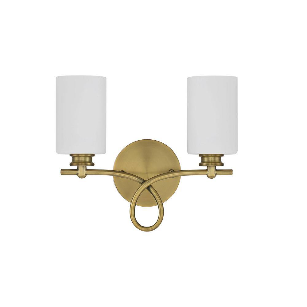 Woodbury Warm Brass 2-Light Bathroom Vanity Fixture