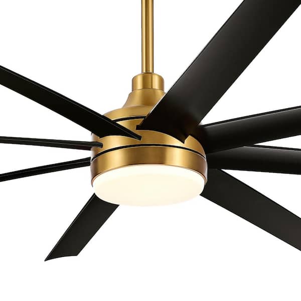 Aaron 65 in. Integrated LED Indoor Black-Blade Gold Ceiling Fans with Light and Remote Control Included