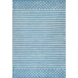Marlowe Stripes Baby Blue Doormat 3 ft. x 5 ft. Indoor Area Rug