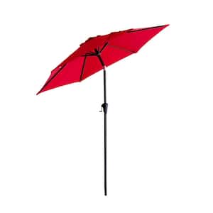 9 ft. Steel Market Tilt Patio Umbrella for Outdoor in Red Solution Dyed Polyester