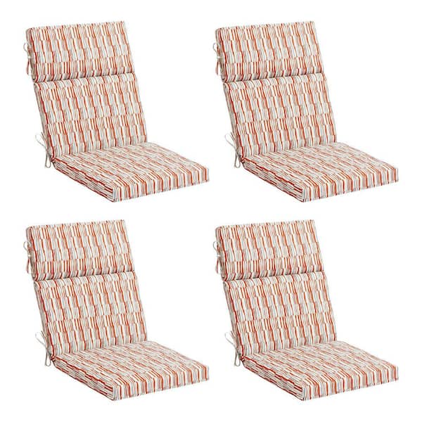Hampton Bay 20 in. W x 20 in. D High Back Universal Outdoor Cushion in Broken Watercolor Stripe (Set of 4)