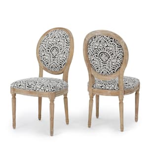 Phinnaeus Black and White Fabric Dining Chairs (Set of 2)