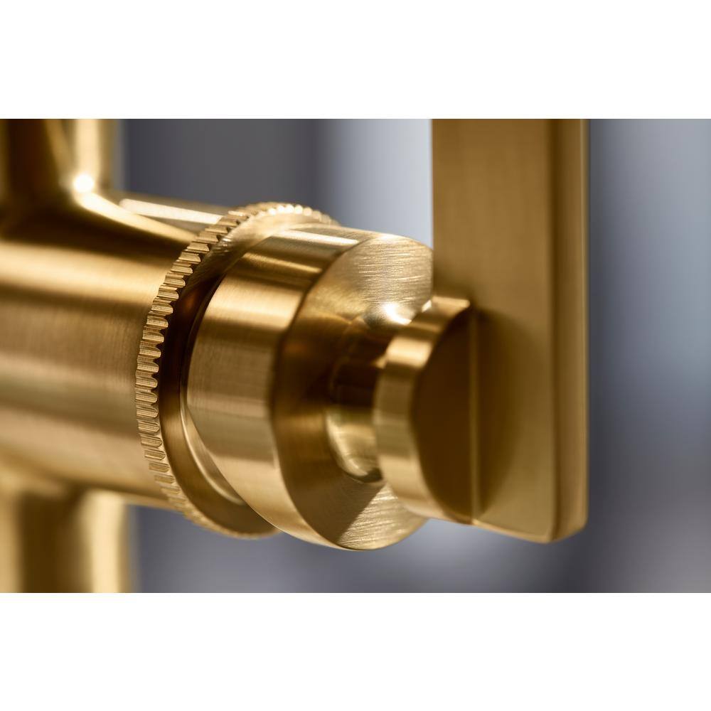 Vibrant Brushed Moderne Brass Floor-Mount Bath Filler with Handshower