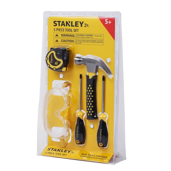 Stanley Jr. 10-Piece Kid's Tool Kit with Hammer, Screwdrivers, Tool Belt,  and Safety Goggles in the Kids Tool Kits department at
