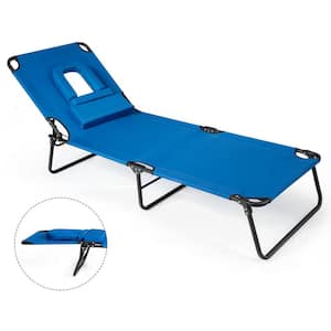 Metal Outdoor Chaise Lounge Foldable with Adjustable Backrest Open Face Cavity and Arm Slots