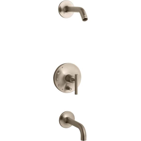 KOHLER Purist Lever 1-Handle Wall-Mount Trim Kit with Push Button Diverter in Vibrant Brushed Bronze (Valve Not Included)