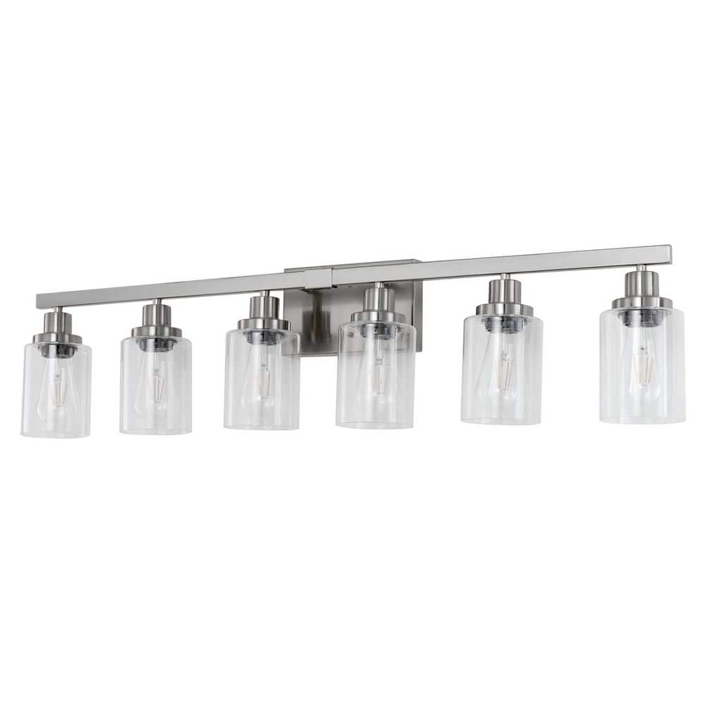 36.8 in. 6-Light Silver Vanity Light with Clear Glass Shade price history on PriceWatchPro