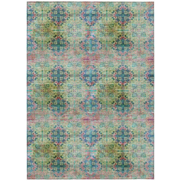 Addison Rugs Chantille ACN557 Green 8 ft. x 10 ft. Machine Washable Indoor/Outdoor Geometric Area Rug