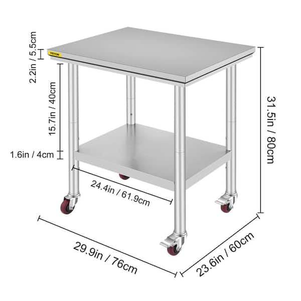 trinity stainless steel table with caster kit