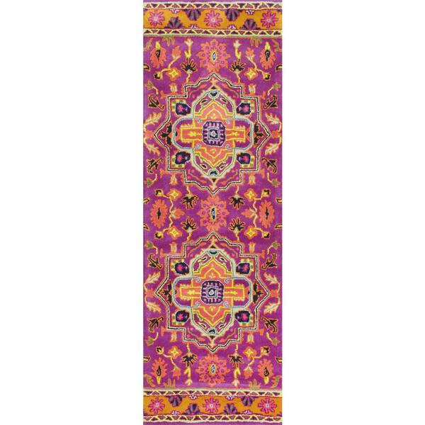 nuLOOM Ardith Floral Boho Pink 3 ft. x 12 ft. Runner