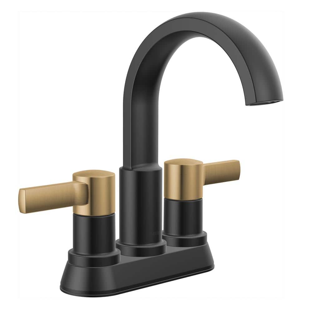Delta Albion 4 in. Centerset  2-Handle Bathroom Faucet with Drain Kit Included in Mixed Finishes 2-Toned