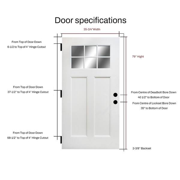 35 3/4 x 79 Legacy Series Primed Single Left Hand Inswing Fiberglass Front Door Bronze Hinge 35 3/4 x 79 Legacy Series Primed Single Left Hand Inswing Fiberglass Front Door Bronze Hinge