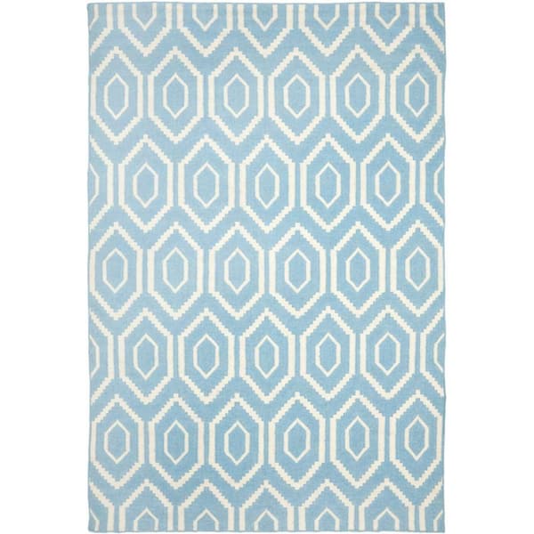 SAFAVIEH Dhurries Blue/Ivory 8 ft. x 10 ft. Geometric Diamonds Area Rug