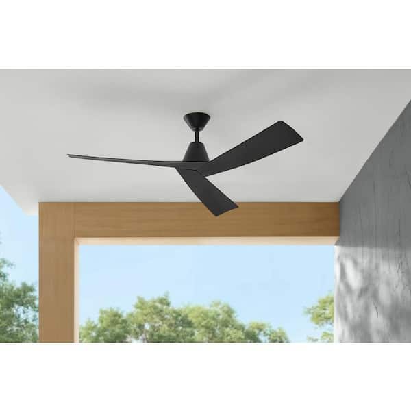 Home Decorators Collection Easton 60 in. Indoor/Outdoor Matte Black with Matte Black Blades Ceiling Fan with Remote Included