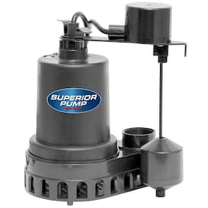 Commercial 1/3 HP Submersible Sump Pump with Stainless Steel Motor Shell and Cast Iron Base Mechanical Float Switch 
